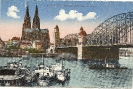 Hohenzollernbrücke mit Dom, Köln, historische Ansichtskarte 