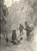 Famille de la bourgeoisie, Allemagne entre 1900 und 1910, excursion en hiver, photographie historique