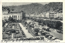 Stadttheater und Alte Wiese, Karlsbad, historische Ansichtskarte, 1939