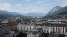 Blick über Innsbruck mit Flugzeug (Hotel Adlers), Juni 2015